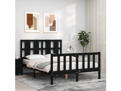 Rám postele s čelem Double masivní dřevo [3192210] (Barva Černá)
