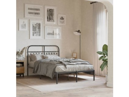 Kovový rám postele s čelem 120 x 200 cm [376598] (Barva Černá)