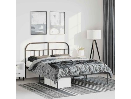 Kovový rám postele s čelem 150 x 200 cm [353637] (Barva Černá)