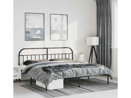Kovový rám postele s čelem 183 x 213 cm [353640] (Barva Černá)