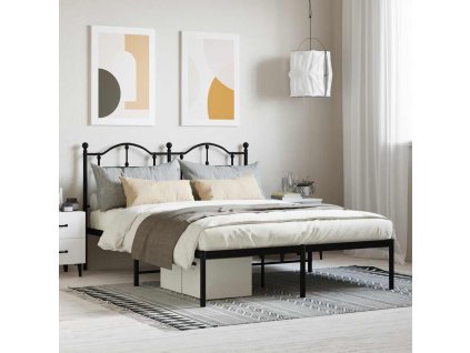 Kovový rám postele s čelem 140 x 200 cm [353440] (Barva Černá)