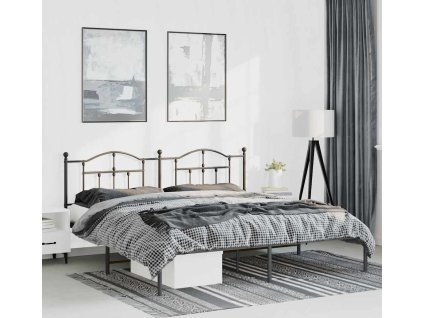 Kovový rám postele s čelem 183 x 213 cm [353444] (Barva Černá)
