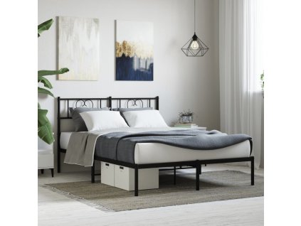 Kovový rám postele s čelem 140 x 190 cm [355512] (Barva Bílá)