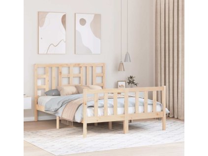 Rám postele s čelem Double masivní dřevo [3191950] (Barva Černá)