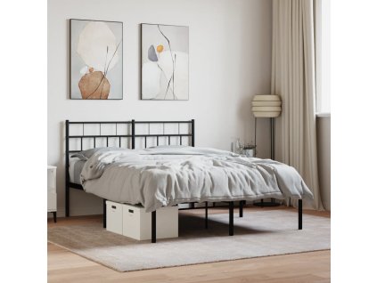Kovový rám postele s čelem 140 x 200 cm [355660] (Barva Černá)