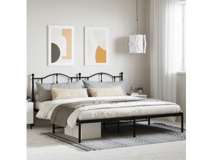 Kovový rám postele s čelem 200 x 200 cm [353446] (Barva Černá)