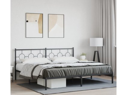Kovový rám postele s čelem 193 x 203 cm [376232] (Barva Černá)