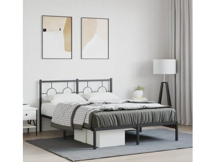 Kovový rám postele s čelem 140 x 190 cm [376226] (Barva Černá)