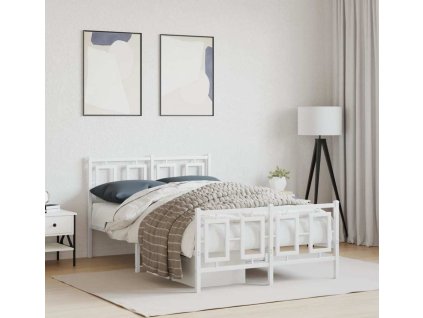 Kovový rám postele s hlavovým a nožním čelem 120 x 200 cm [374257] (Barva Černá)