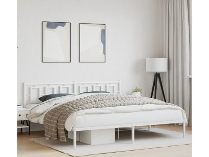 Kovový rám postele s čelem 200 x 200 cm [374297] (Barva Bílá)