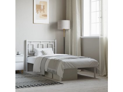 Kovový rám postele s čelem 90 x 190 cm [374282] (Barva Bílá)