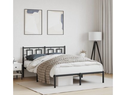 Kovový rám postele s čelem 140 x 190 cm [374241] (Barva Černá)