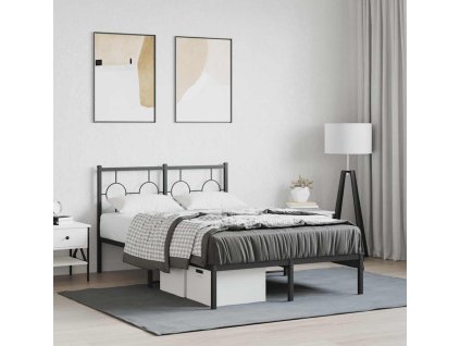 Kovový rám postele s čelem 120 x 200 cm [376224] (Barva Černá)