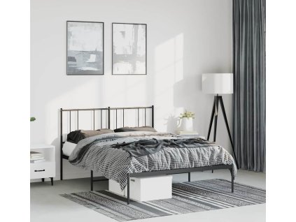 Kovový rám postele s čelem 150 x 200 cm [352482] (Barva Černá)