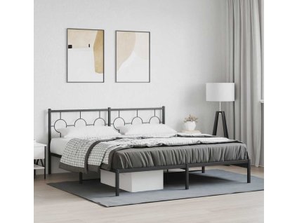 Kovový rám postele s čelem 183 x 213 cm [376231] (Barva Černá)