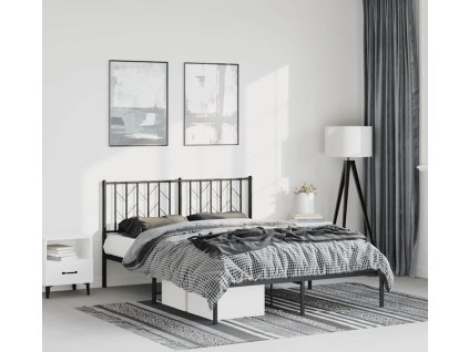 Kovový rám postele s čelem 193 x 203 cm [374443] (Barva Černá)