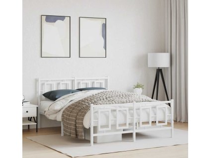 Kovový rám postele s hlavovým a nožním čelem 140 x 200 cm [374260] (Barva Černá)