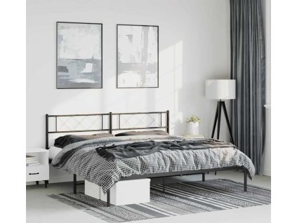 Kovový rám postele s čelem 193 x 203 cm [372283] (Barva Černá)