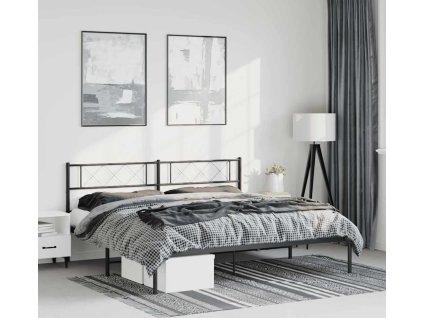 Kovový rám postele s čelem 183 x 213 cm [372282] (Barva Černá)
