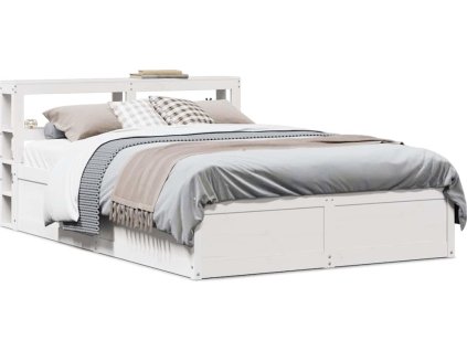 Rám postele s čelem 140 x 190 cm masivní borovice [3306355] (Barva Bílá)