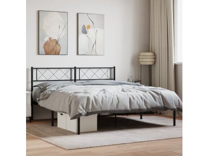 Kovový rám postele s čelem 120 x 190 cm [372274] (Barva Černá)