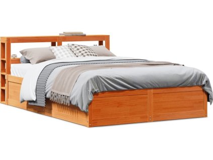 Rám postele s čelem 120 x 190 cm masivní borovice [3306362] (Barva Voskově hnědá)