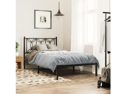 Kovový rám postele s čelem 100 x 200 cm [376123] (Barva Černá)