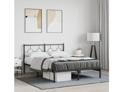 Kovový rám postele s čelem 140 x 200 cm [376227] (Barva Černá)