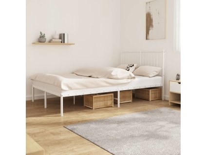 Kovový rám postele s čelem 120 x 190 cm [350928] (Barva Bílá)