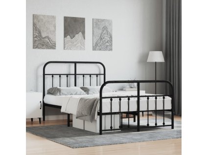 Kovový rám postele s hlavovým a nožním čelem 120 x 190 cm [352593] (Barva Černá)