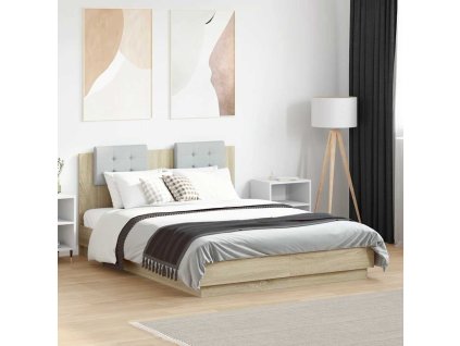 Rám postele s čelem 140 x 190 cm kompozitní dřevo [3209948] (Barva Černá)