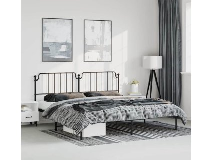 Kovový rám postele s čelem 193 x 203 cm [373893] (Barva Černá)