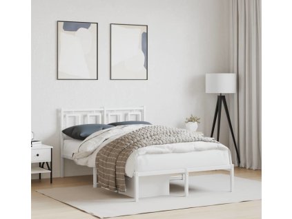 Kovový rám postele s čelem 120 x 190 cm [374287] (Barva Bílá)