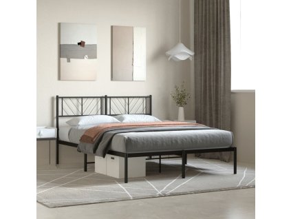 Kovový rám postele s čelem 140 x 200 cm [372180] (Barva Černá)