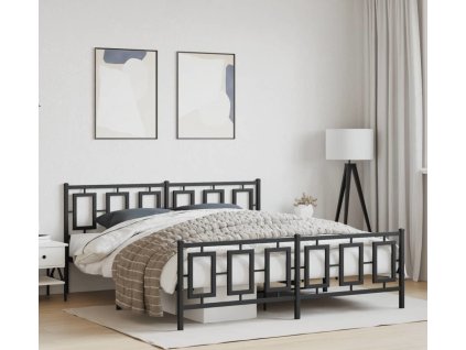 Kovový rám postele s hlavovým a nožním čelem 183 x 213 cm [374264] (Barva Černá)