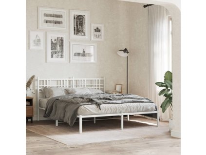 Kovový rám postele s čelem 160 x 200 cm [376376] (Barva Bílá)