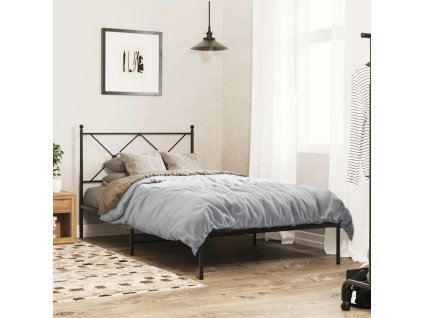Kovový rám postele s čelem 100 x 200 cm [376497] (Barva Černá)
