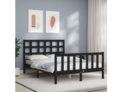 Rám postele s čelem Double masivní dřevo [3192080] (Barva Černá)