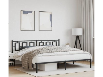 Kovový rám postele s čelem 193 x 203 cm [374247] (Barva Černá)