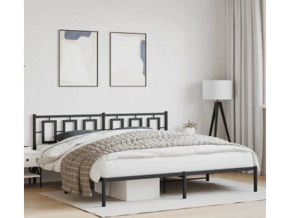 Kovový rám postele s čelem 193 x 203 cm [374247] (Barva Černá)
