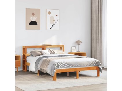 Rám postele s čelem 135 x 190 cm masivní borovice [3306060] (Barva Voskově hnědá)