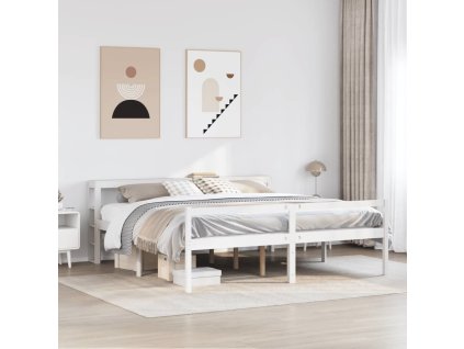 Postel s čelem pro seniory 200 x 200 cm masivní borovice [3305874] (Barva Bílá)