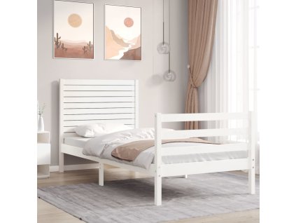 Rám postele s čelem Single masivní dřevo [3194995] (Barva Černá)