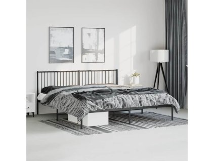 Kovový rám postele s čelem 193 x 203 cm [350870] (Barva Černá)