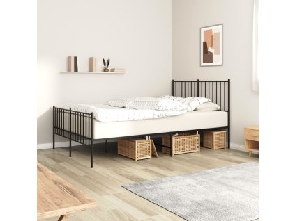 Kovový rám postele s hlavovým a nožním čelem 120 x 190 cm [350879] (Barva Černá)