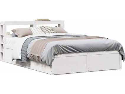 Rám postele s čelem 135 x 190 cm masivní borovice [3306358] (Barva Bílá)