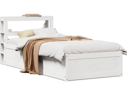 Rám postele s čelem 90 x 190 cm masivní borovice [3306364] (Barva Bílá)