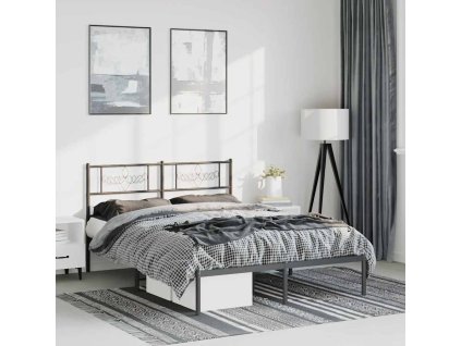 Kovový rám postele s čelem 150 x 200 cm [355269] (Barva Černá)