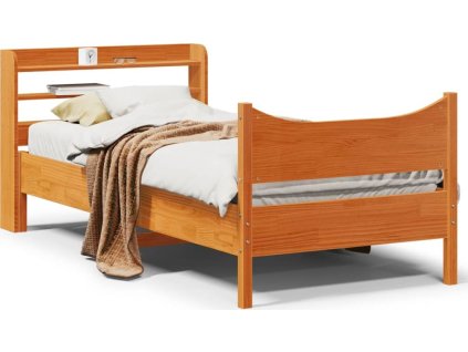 Rám postele s čelem 75 x 190 cm masivní borovice [3307070] (Barva Voskově hnědá)