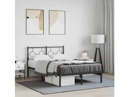 Kovový rám postele s čelem 120 x 190 cm [376223] (Barva Černá)